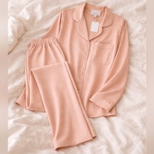 Women's Pink Dot-Print Pajama Set - Classic Button-Front